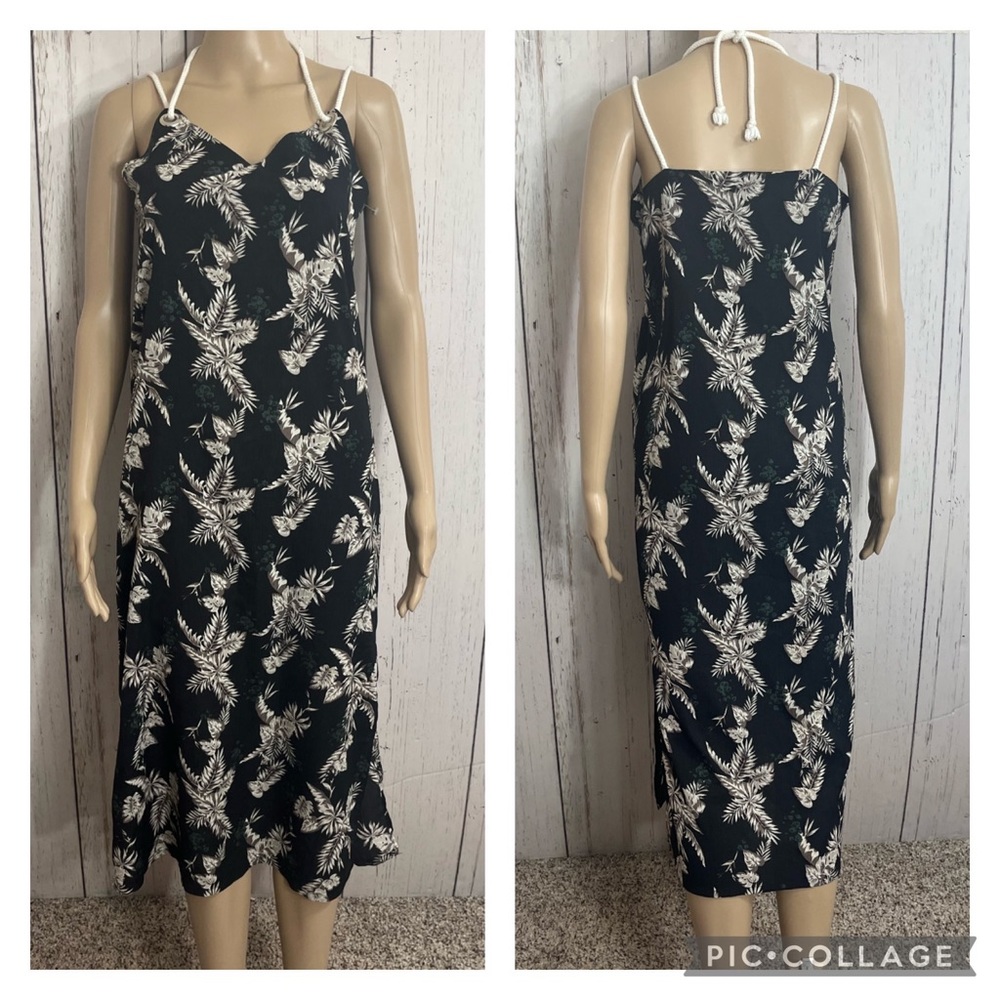 A.S Girl Black Sleeveless Flora & Fauna Print Mid Length Dress Size S
